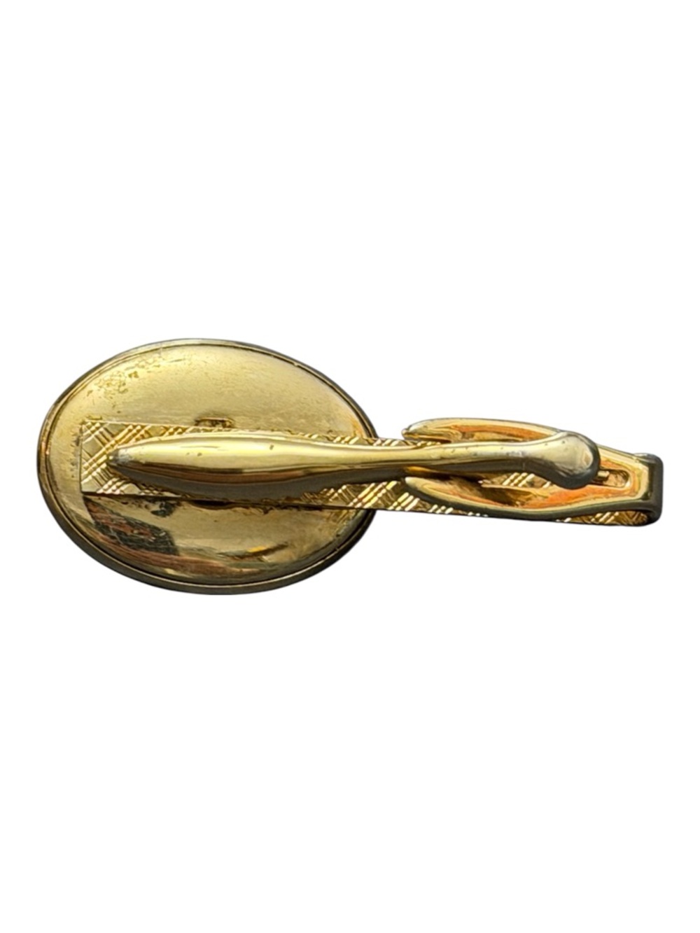 Vintage Gold-toned tie clip with Black stone carved Scarab 1 7/8” - Picture 5 of 6